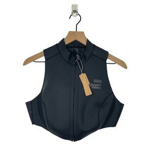 NEW SKIMS Cropped Swim Top Women's Size 2X Black Mock Neck Zip Front Scuba Beach